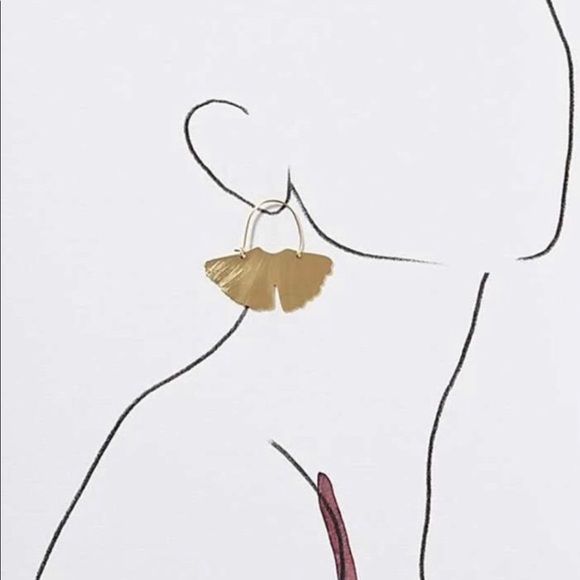 Anthro Golden Ginko Leaf Earrings - Picture 2 of 6